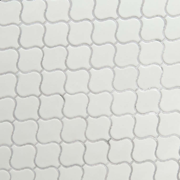 Bianco White Ceramic Arabesque Mosaic Wall Tile