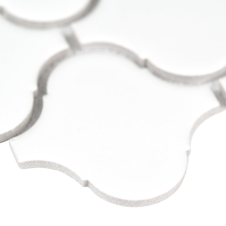 Bianco White Ceramic Arabesque Mosaic Wall Tile
