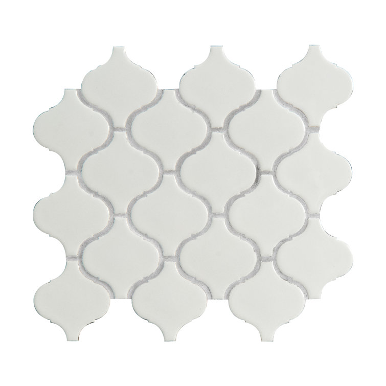 Bianco White Ceramic Arabesque Mosaic Wall Tile