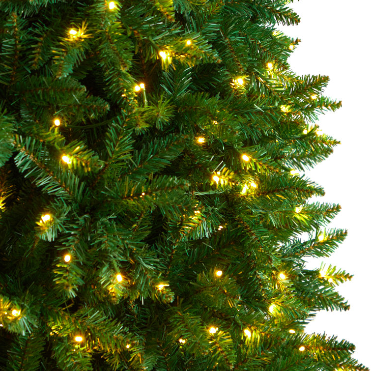 7.5ft Pre-Lit Slim Artificial Pine Christmas Tree with PVC Tips
