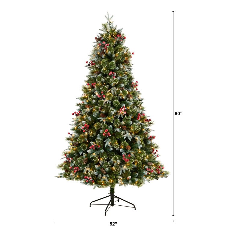7.5' Snow Tipped Aspen Spruce Prelit LED Christmas Tree with Berries and Pinecones