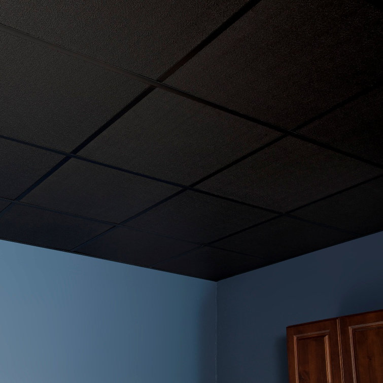 Black 23.75'' x 23.75'' Waterproof Vinyl Ceiling Tile