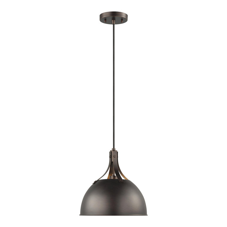 Rockland Bronze Dome Pendant Light with White Interior