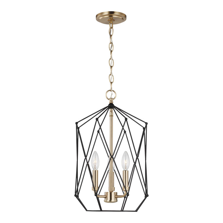 Zarra Satin Brass 3-Light Geometric Pendant