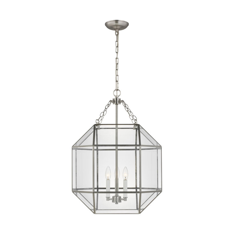 Reid Brushed Nickel 3-Light Geometric Glass Pendant