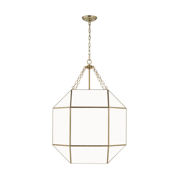 Satin Brass Contemporary Jar Lantern with Glass Accents