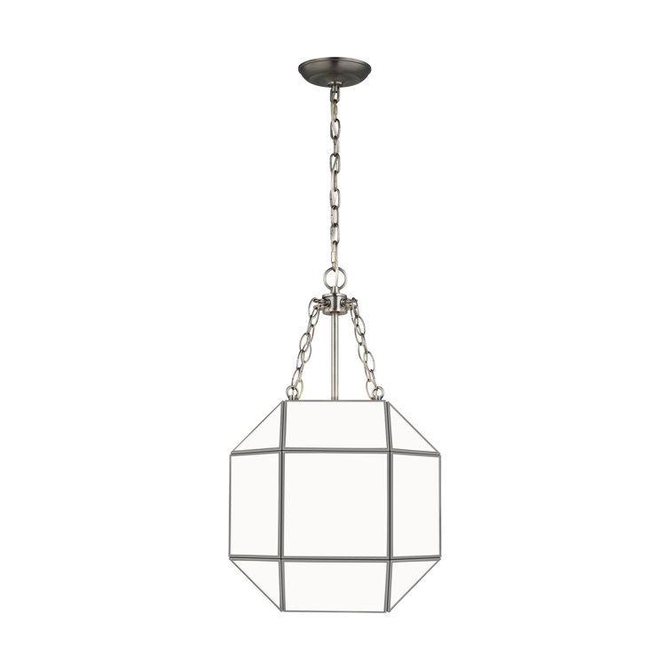Clark Contemporary Brushed Nickel & Glass Indoor/Outdoor Lantern