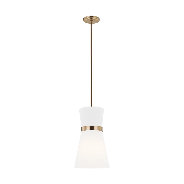 Clark 9.75" Satin Brass and White Linen Pendant Light