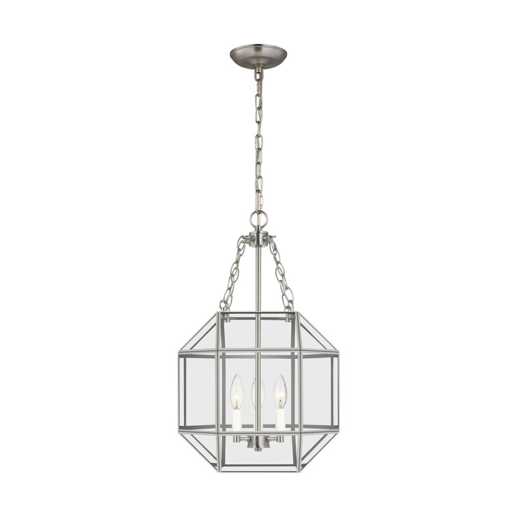 Brushed Nickel Glass Jar Indoor/Outdoor Lantern