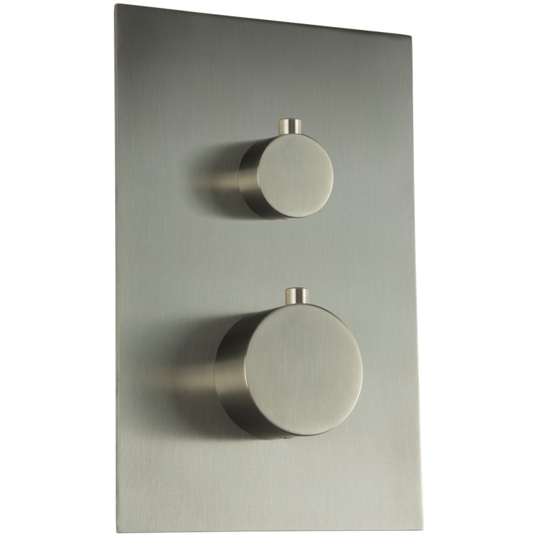 Brushed Nickel Thermostatic Mixer with 3-Way Diverter and Off Position Trim Kit