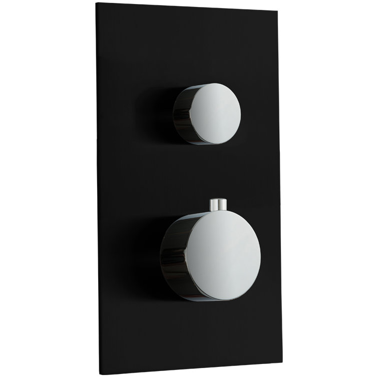 Chrome and Black Thermostatic Mixer with 3-Way Diverter