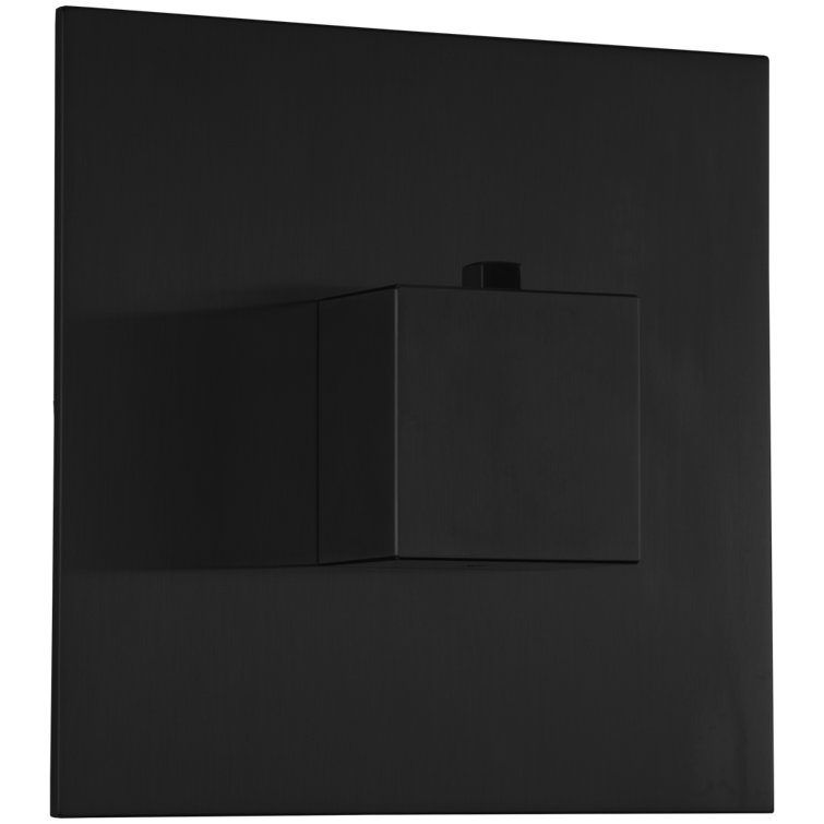 Black Square Thermostatic Valve Trim Kit with Chrome Finish