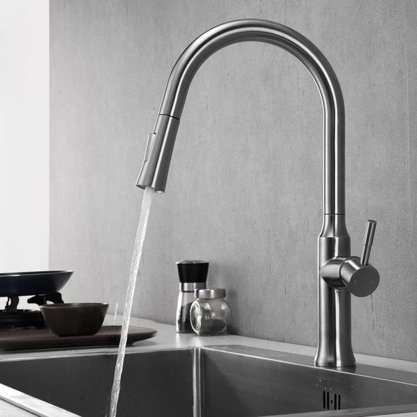 Chrome Pull Down Kitchen Faucet with Spray