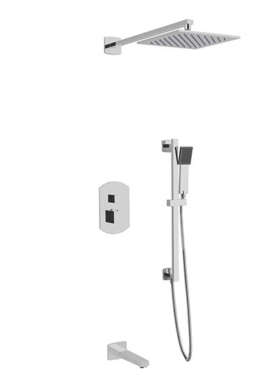 Chrome Multi-Head Adjustable Height Rain Shower Set