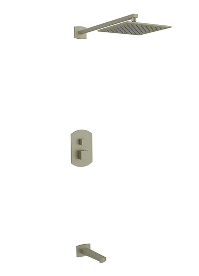 Brushed Nickel Wall Mounted Multi-head Rain Shower Set