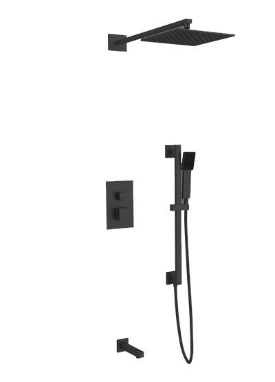 Black Adjustable Height Multi-Head Wall Mounted Shower Set