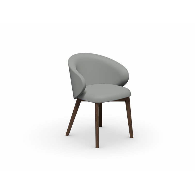 Taupe Barrel Armchair with Walnut Beechwood Legs and Polyester Upholstery