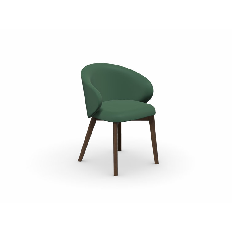 Taupe Barrel Armchair with Walnut Beechwood Legs and Polyester Upholstery