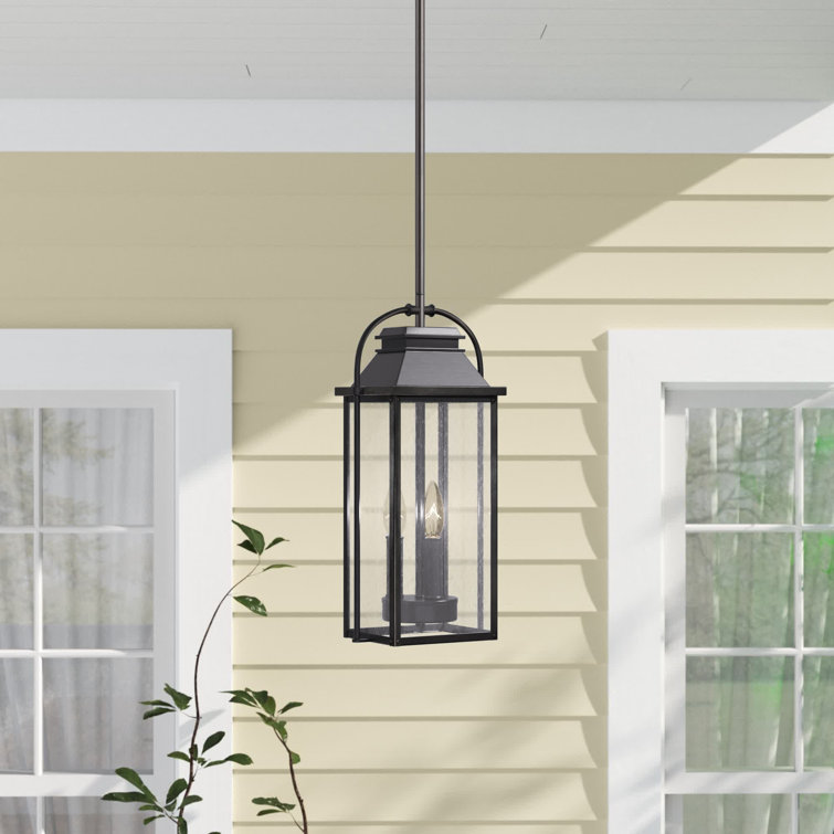 Antique Bronze Rectangular Glass Outdoor Hanging Lantern