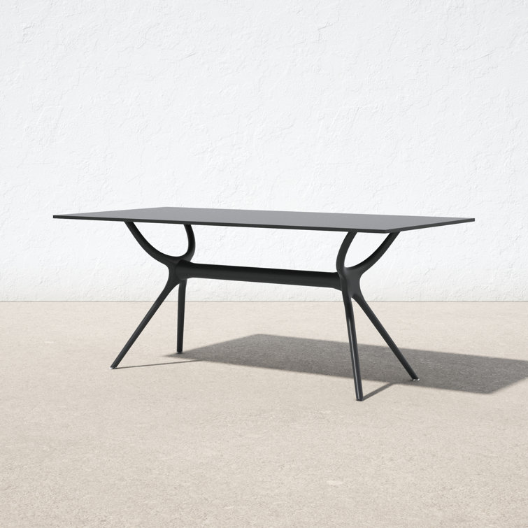 Farrah Black Rectangular Plastic Acrylic Outdoor Dining Table