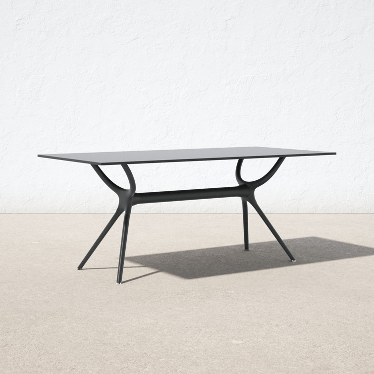 Farrah Black Rectangular Plastic Acrylic Outdoor Dining Table