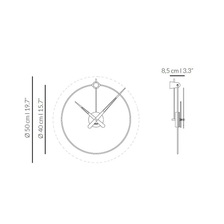 Graphite Walnut Minimalist Wall Clock with German Mechanism