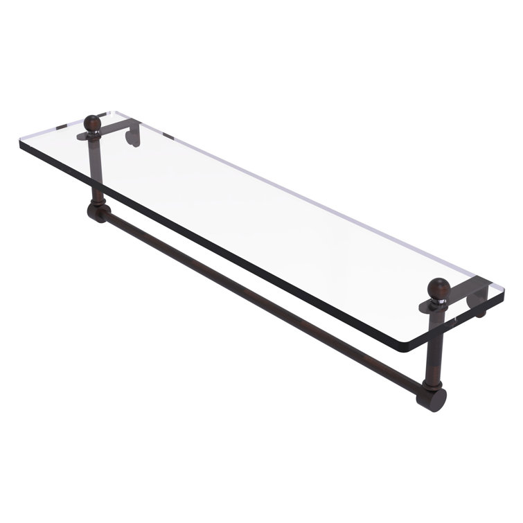 Venetian Bronze 22" Glass Vanity Shelf with Integrated Towel Bar
