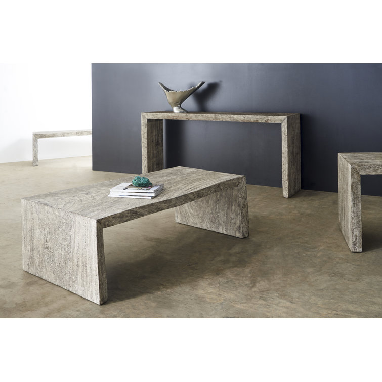 Gray Rectangular Solid Wood Coffee Table
