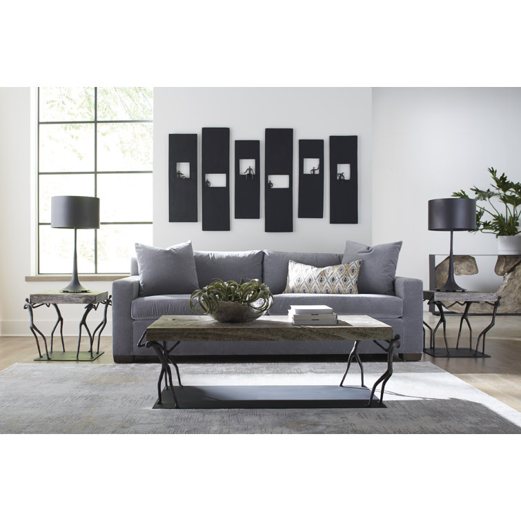 Transitional Atlas Square Side Table in Black and Gray