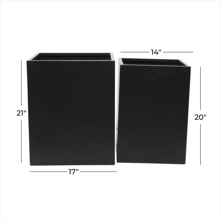 Black Metal Square Indoor/Outdoor Planter Box Set