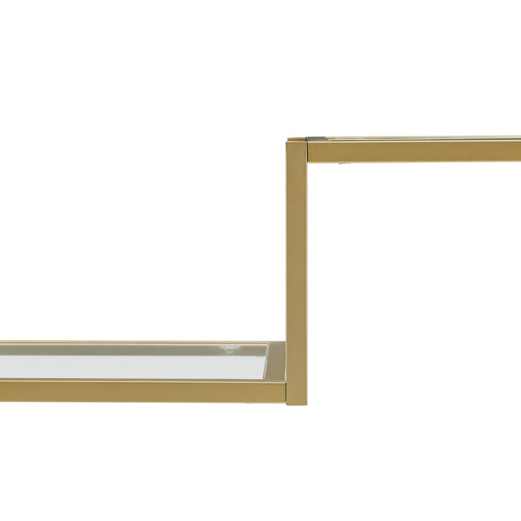 Sloane Gold Steel Geometric Etagere with Glass Shelves