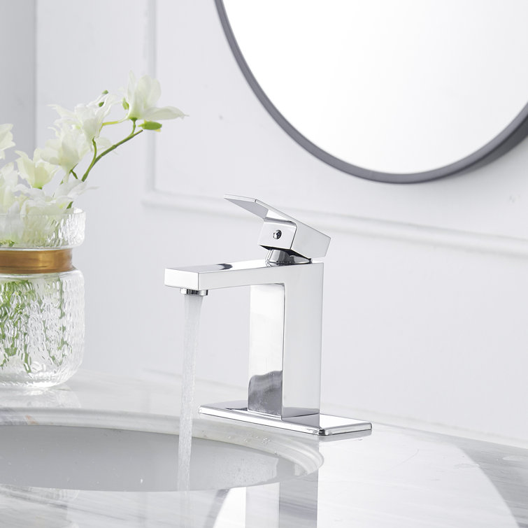 Polished Chrome Single-Handle Low-Arc Bathroom Faucet