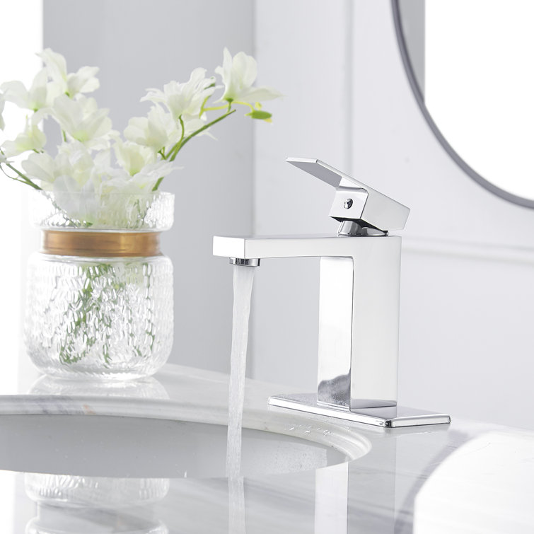 Polished Chrome Single-Handle Low-Arc Bathroom Faucet