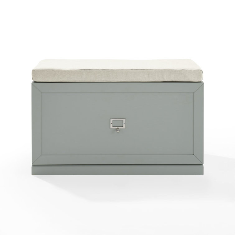 Harper Modern Gray Linen Blend Storage Bench with Cushion