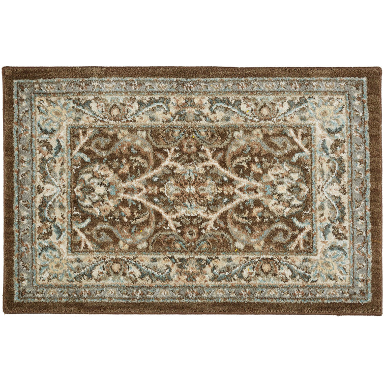 Newbridge Brown and Beige Floral Synthetic Area Rug