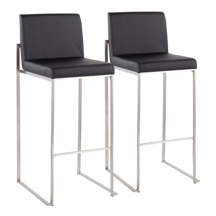 Adjustable Gold Steel and White Faux Leather Bar Stool