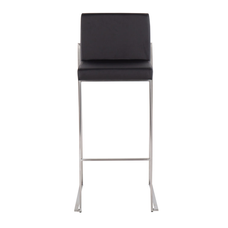 Adjustable Gold Steel and White Faux Leather Bar Stool