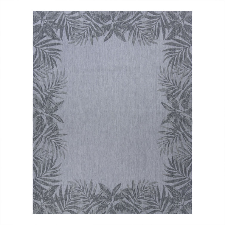 Ash Gray Synthetic Flat Woven Rectangular Indoor/Outdoor Rug