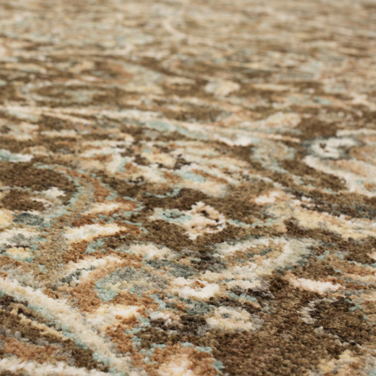 Newbridge Brown and Beige Synthetic Floral Area Rug