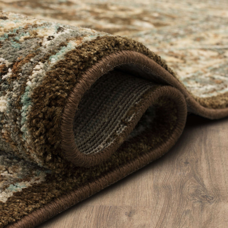 Newbridge Brown and Beige Synthetic Floral Area Rug