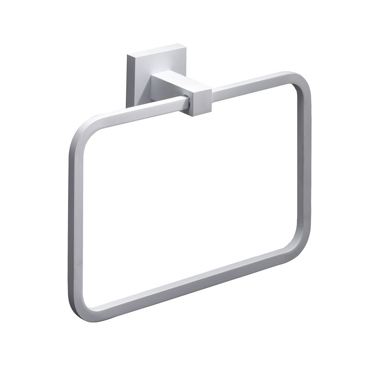 Matte White Brass Wall Mounted Towel Ring
