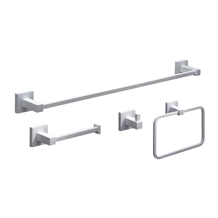 Matte White Metal 4-Piece Bathroom Hardware Set