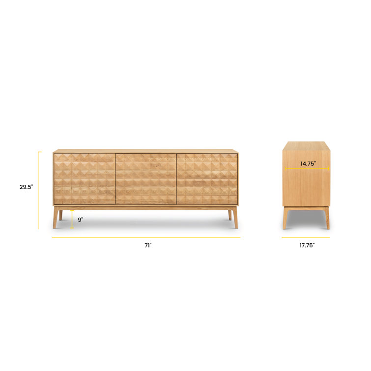 Santino 71'' Oak Mid-Century Modern Pyramid Sideboard
