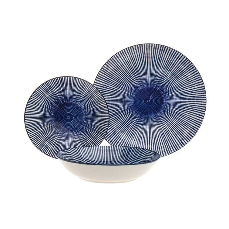 Blue and White Porcelain 12-Piece Dinnerware Set
