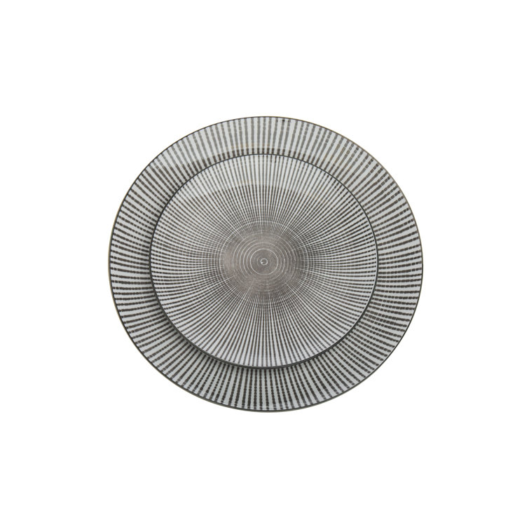 Starburst Gray and White Porcelain 12-Piece Dinnerware Set