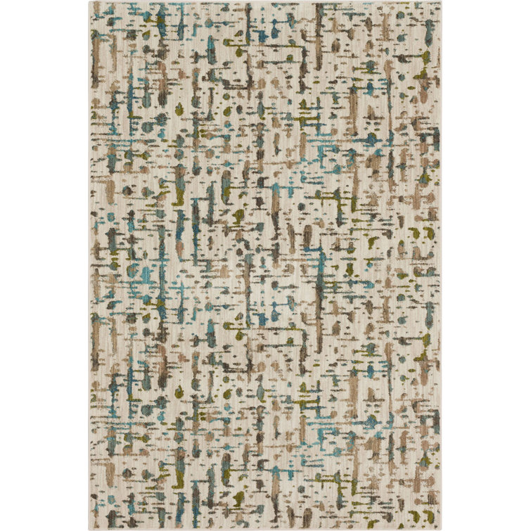 Gray and Cream Abstract Synthetic Area Rug 8' x 11'