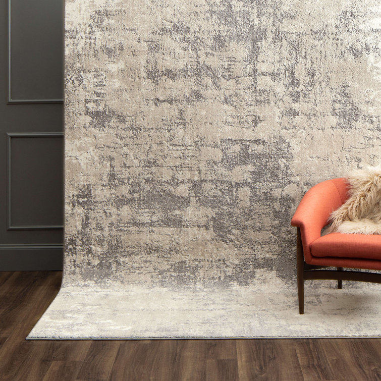 Frost Gray Abstract Rectangle Area Rug