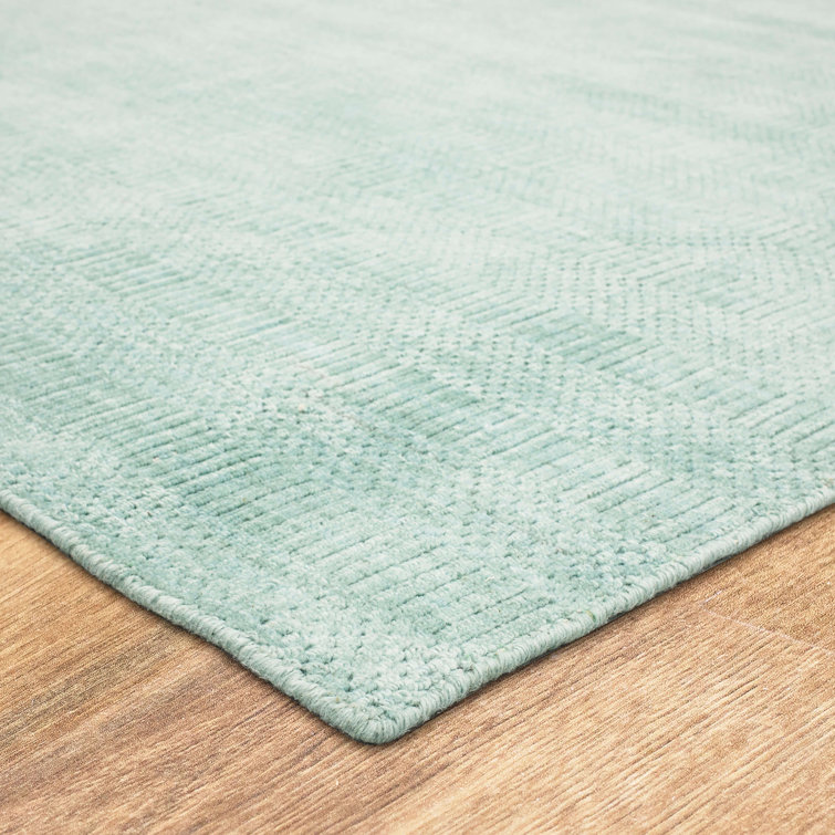 Sea Green Handmade Wool 8' x 10' Area Rug
