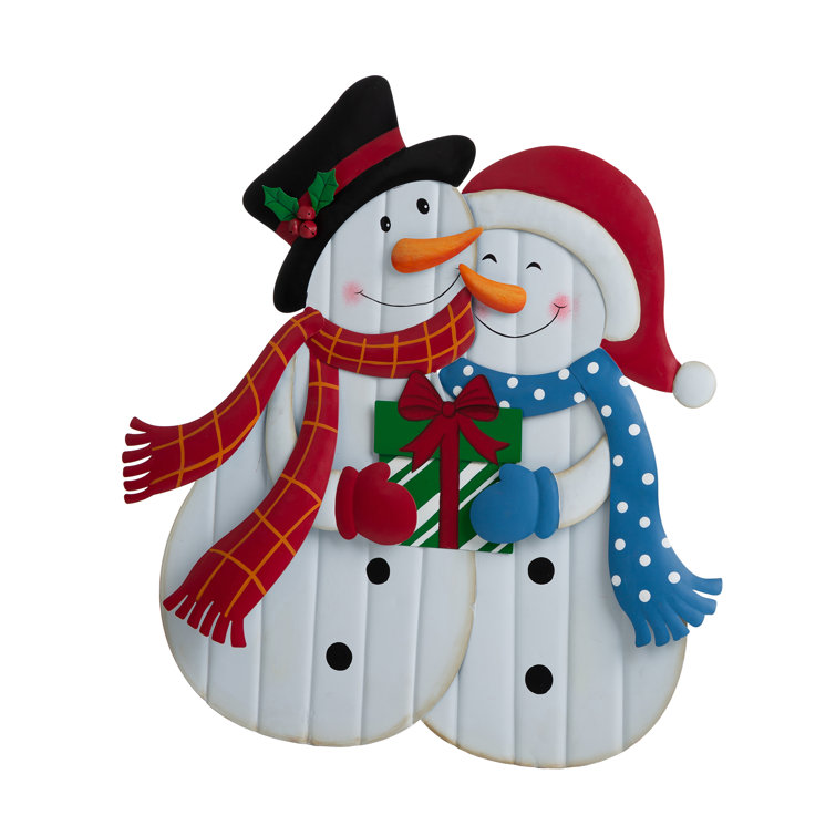 30"H Colorful Metal Christmas Snowman Yard Stake Decor