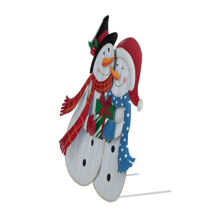 30"H Colorful Metal Christmas Snowman Yard Stake Decor